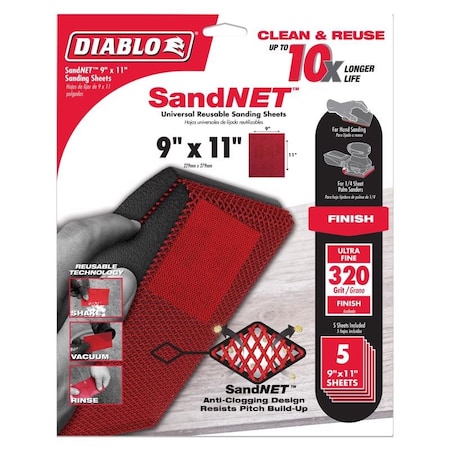Diablo Diablo SandNet 9 in. L X 11 in. W 320 Grit Ceramic Blend All Purpose Sandpaper 5 pk DND911320H05G